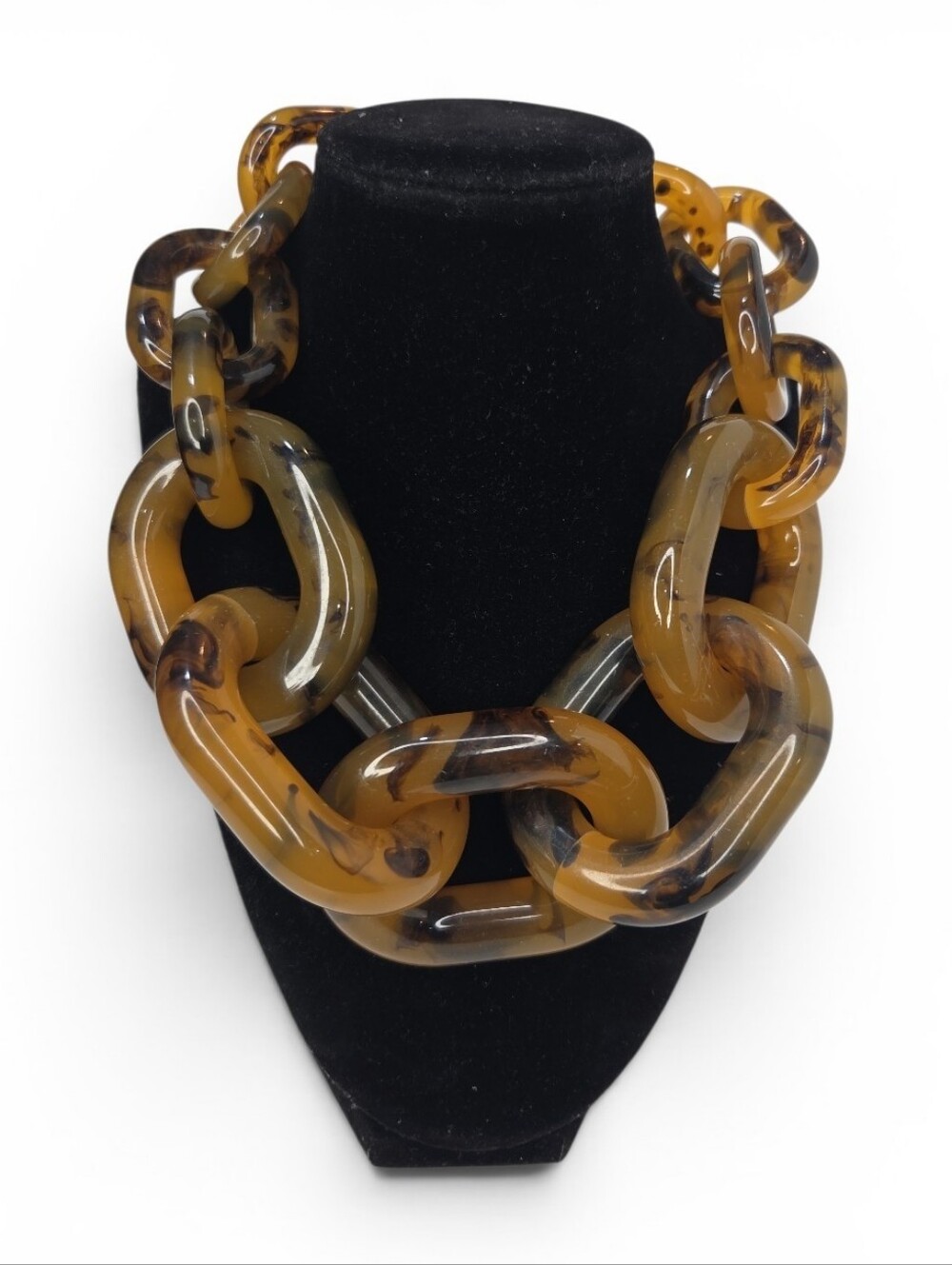 🤎▪️Piper K▪️ Tortoise Resin Brown Chunky Chain-Link 20" Necklace
